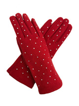 Plain Gloves with Dotted Detailing and Touch Screen Fingers