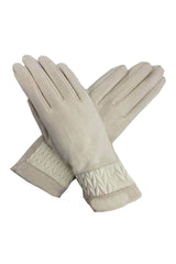 Solid Colour Touch Screen Gloves with Quilted Wrist Detail