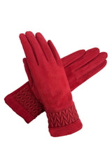 Solid Colour Touch Screen Gloves with Quilted Wrist Detail