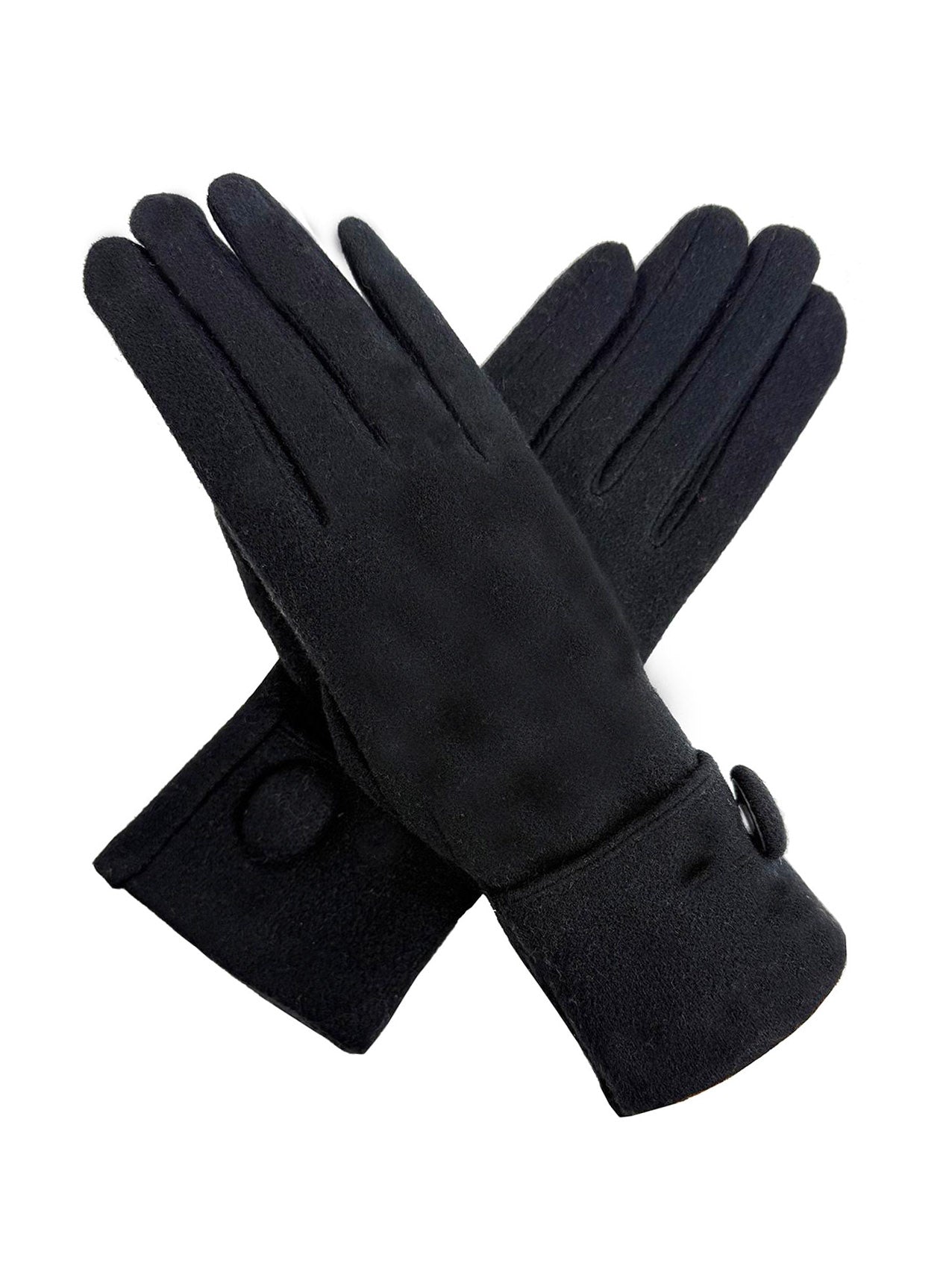 Plain Solid Colour Touch Screen Gloves with Single Button Detailing