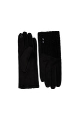 Women’s Faux Suede & Knitted Panel Button Detail Winter Gloves