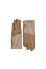 Women’s Faux Suede & Knitted Panel Button Detail Winter Gloves