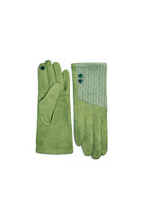Women’s Faux Suede & Knitted Panel Button Detail Winter Gloves