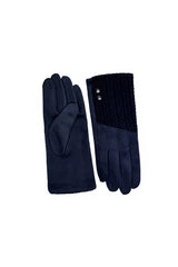 Women’s Faux Suede & Knitted Panel Button Detail Winter Gloves