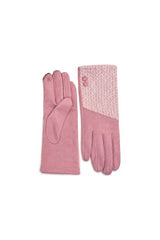 Women’s Faux Suede & Knitted Panel Button Detail Winter Gloves