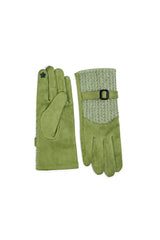 Women’s Faux Suede Textured Panel Buckle Detail Touchscreen Gloves