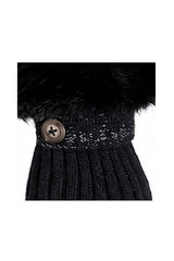 Faux Fur Cuff Bow Touchscreen Gloves