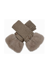 Faux Fur Cuff Bow Touchscreen Gloves