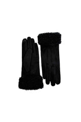 Women's Suede-Look Gloves with Teddy Faux Fur Cuffs