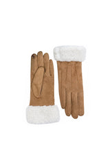 Women's Suede-Look Gloves with Teddy Faux Fur Cuffs