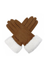 Women's Suede-Look Gloves with Teddy Faux Fur Cuffs