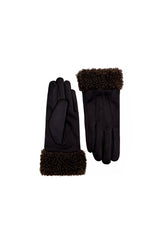 Women's Suede-Look Gloves with Teddy Faux Fur Cuffs