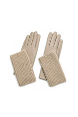 2-Piece Faux Leather Gloves & Removable Knitted Fingerless Gloves Set