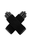 2-Piece Faux Leather Gloves & Removable Knitted Fingerless Gloves Set