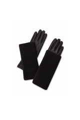2-Piece Faux Leather Gloves & Removable Knitted Fingerless Gloves Set