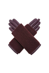 2-Piece Faux Leather Gloves & Removable Knitted Fingerless Gloves Set