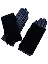 2-Piece Faux Leather Gloves & Removable Knitted Fingerless Gloves Set