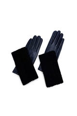 2-Piece Faux Leather Gloves & Removable Knitted Fingerless Gloves Set