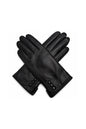 Unisex's Leather Touchscreen Gloves with Button Detail