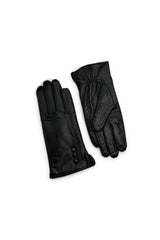 Unisex's Leather Touchscreen Gloves with Button Detail