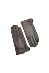 Unisex's Leather Touchscreen Gloves with Button Detail