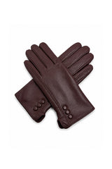 Unisex's Leather Touchscreen Gloves with Button Detail