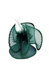 Dramatic Fan Mesh Disc Fascinator with Feather Centre Pin