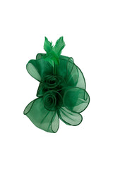 Elegant Organza Floral Fascinator with Feather Detail