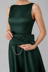 Luxury Satin Twist Knot Evening Clutch Bag with Detachable Chain