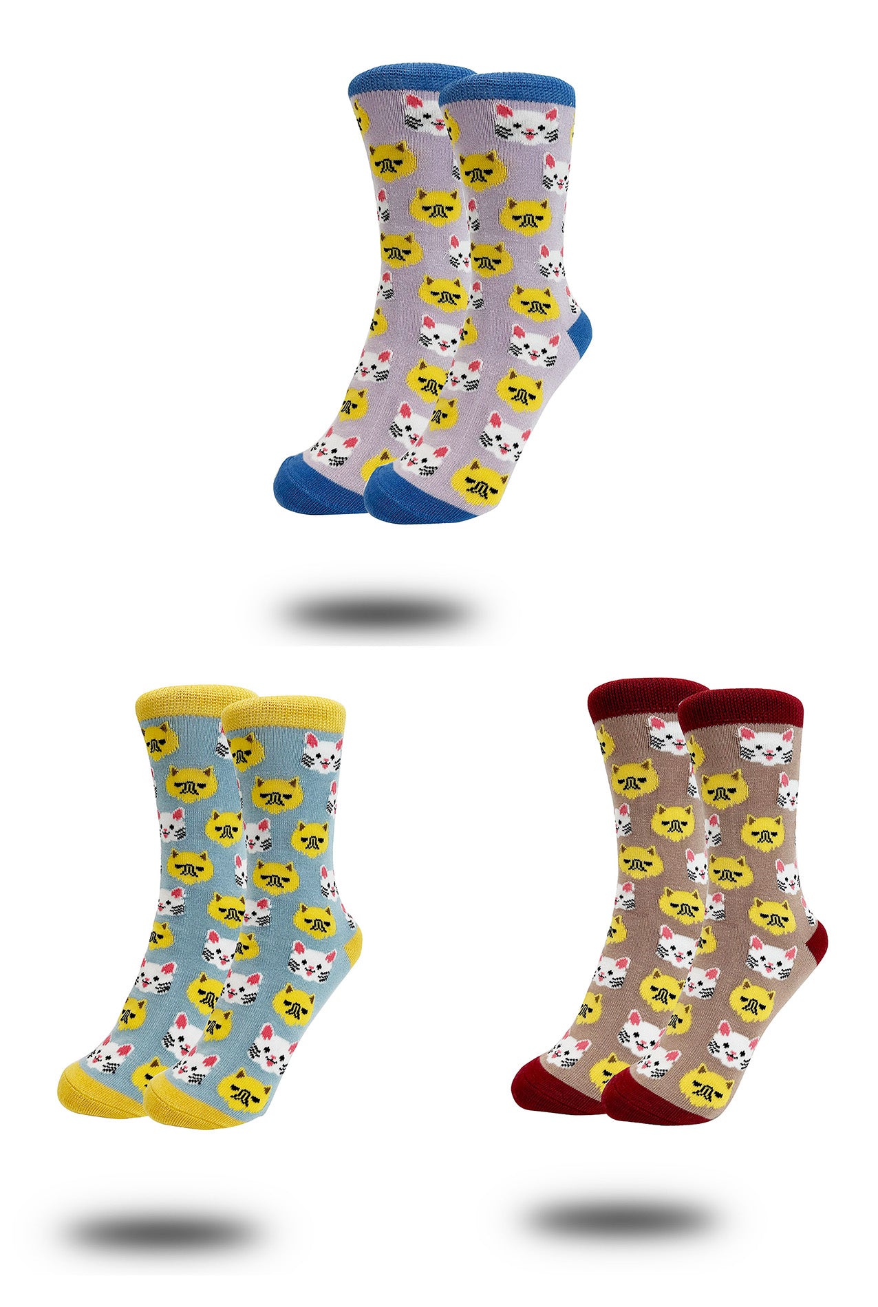 Women’s Bamboo Cat Print Socks – 3 Pack with Gift Box