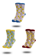 Women’s Bamboo Cat Print Socks – 3 Pack with Gift Box