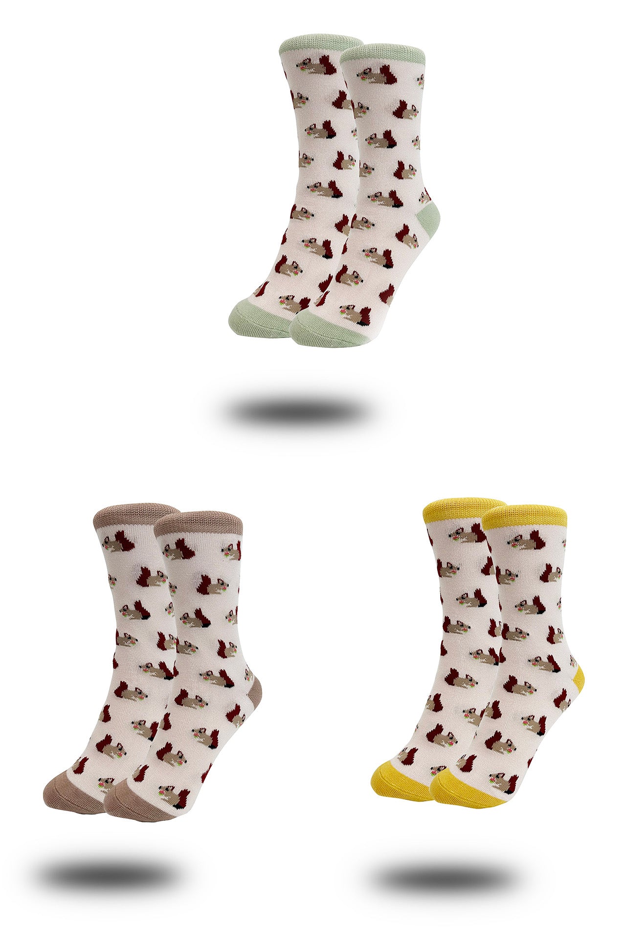 Women’s Bamboo Squirrel Socks – 3 Pack with Gift Box