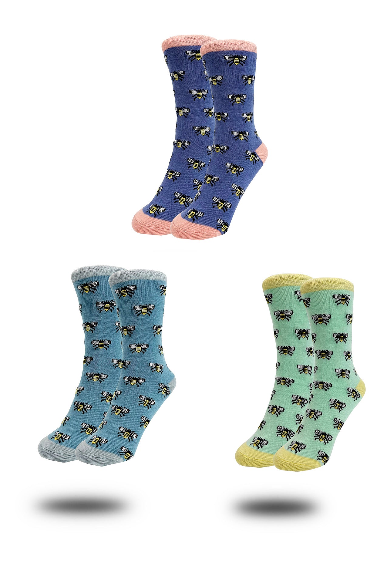 Women’s Bamboo Bumble Bee Print Socks – 3 Pack with Gift Box