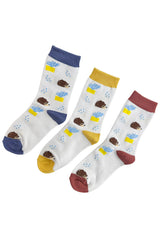 Women’s Bamboo Hedgehog Print Socks – 3 Pack with Gift Box