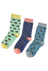 Women’s Bamboo Bumble Bee Print Socks – 3 Pack with Gift Box