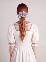 Vintage Gingham Lace Hair Scrunchie Oversized With Box