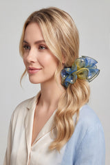 Organza Pearl Hair Scrunchie Oversized Ponytail HolderWith Box