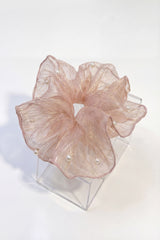 Pearl Organza Oversized Hair Scrunchie – Elegant Sheer Ponytail Holder With Box