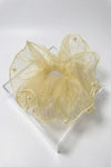 Pearl Organza Oversized Hair Scrunchie – Elegant Sheer Ponytail Holder With Box