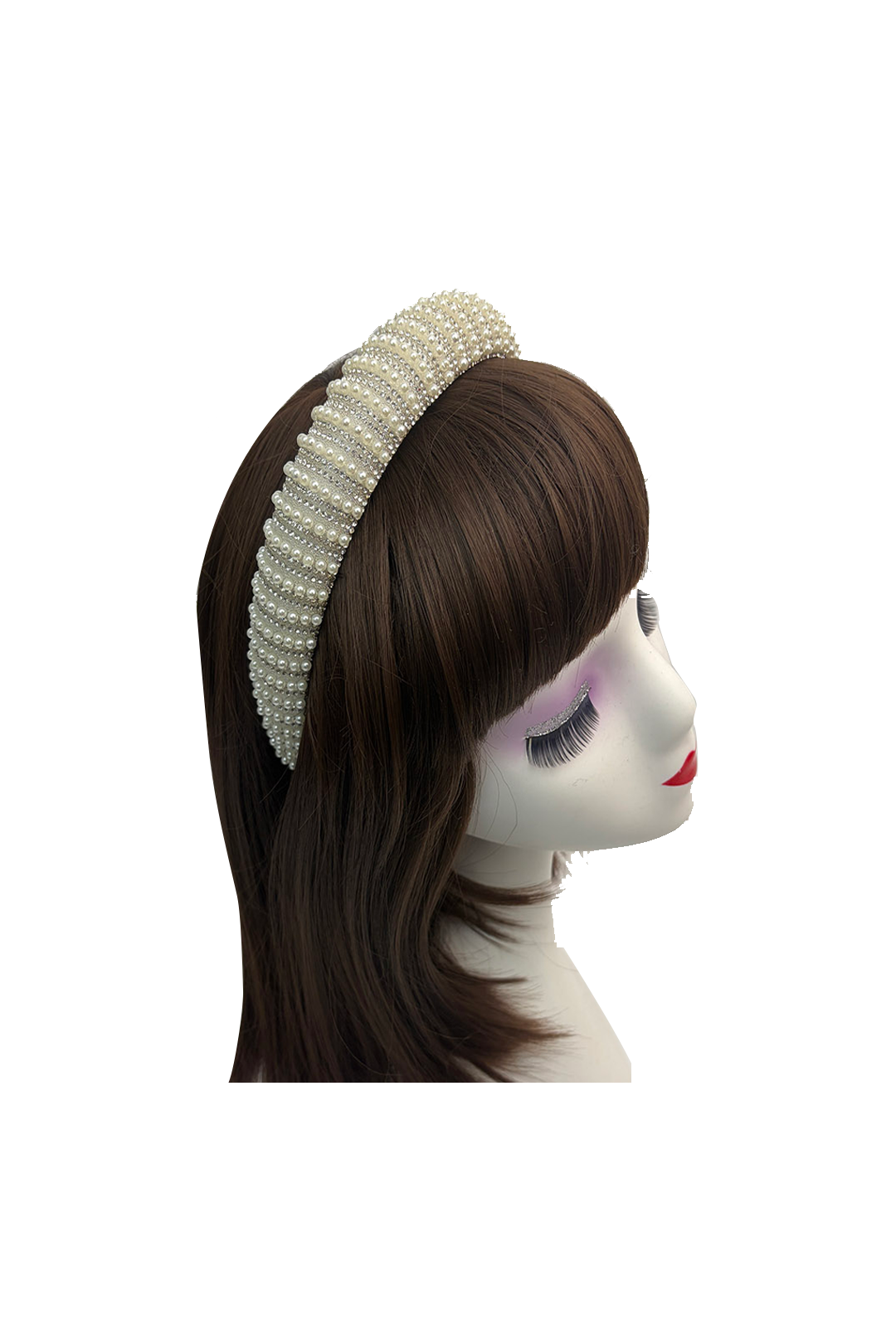 Striped Pearl and Crystal Embellished Headband