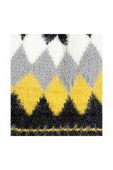 Colourful Diamond-Shaped Pom Pom Hat