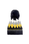 Colourful Diamond-Shaped Pom Pom Hat