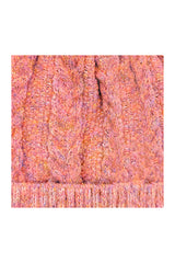 Mixed Colour Knitted Hat with Pompoms