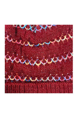 Pom Pom Hat with Colourful Cross Stitch Detail