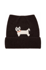 Women’s Dog Motif Knit Turn-Up Cat Ear Beanie Hat