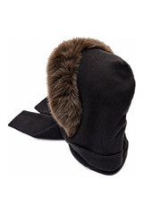 Women's Acrylic Blend Knitted Hooded Scarf with Faux Fur Trim
