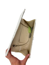 Ruched Satin Envelope Clutch Bag with Detachable Chain Strap