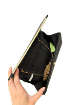 Ruched Satin Envelope Clutch Bag with Detachable Chain Strap