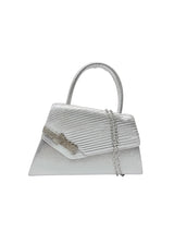 Women's Evening Bag Ruched Asymmetric Clutch with Detachable Chain Shoulder Strap