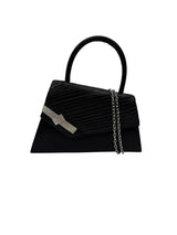 Women's Evening Bag Ruched Asymmetric Clutch with Detachable Chain Shoulder Strap